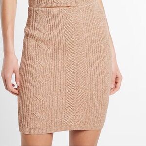 Express High Waisted Tan Sweater Skirt. Women’s Size Large.